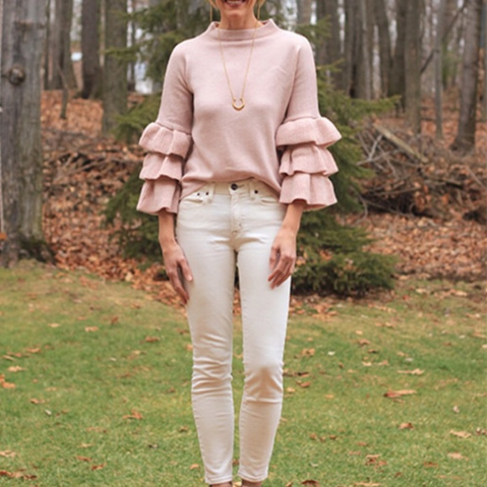 Blush Ruffle Sleeve Sweater